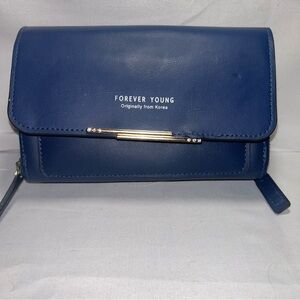 Forever Young Clutch Wallet Card Holder Navy Korean Chunky